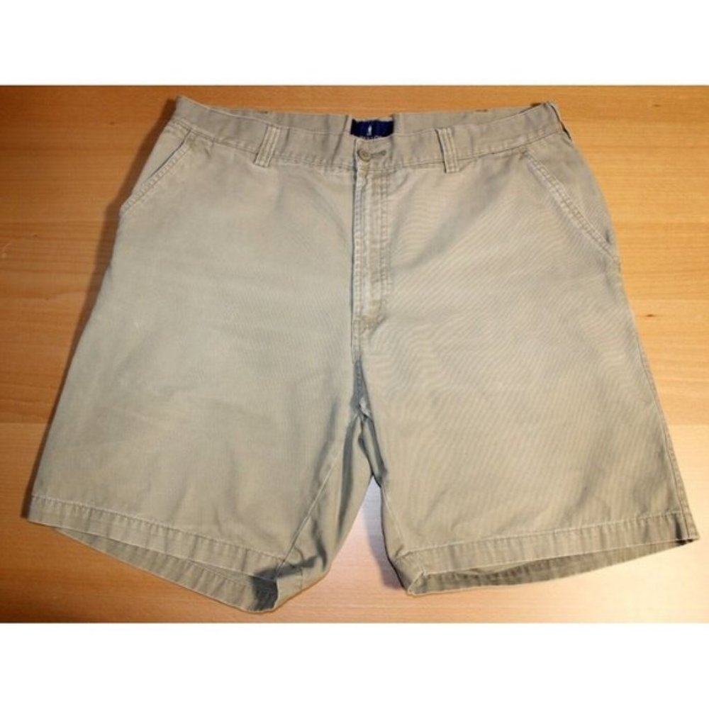 Mens Lanesboro Zip Up Shorts Sz: 38W Beige Khaki Flat Front Pockets Bermuda